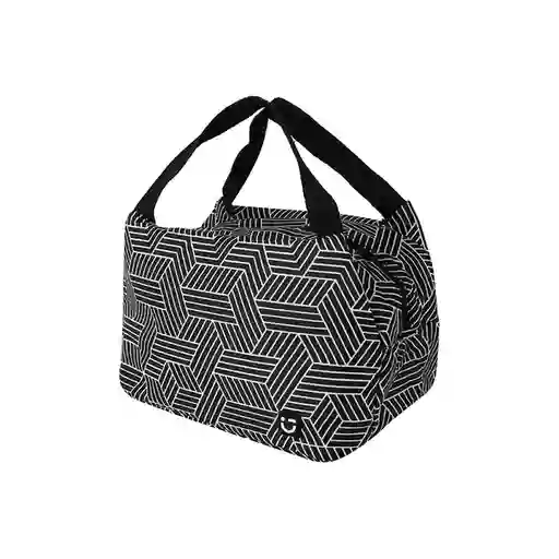 Lonchera Con Formas Geométricas Lineas Blanco y Negro Miniso