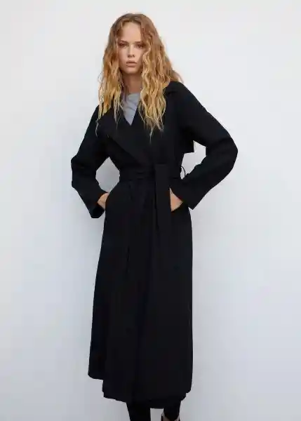 Abrigo Trench Geisha Negro Talla L Mujer Mango