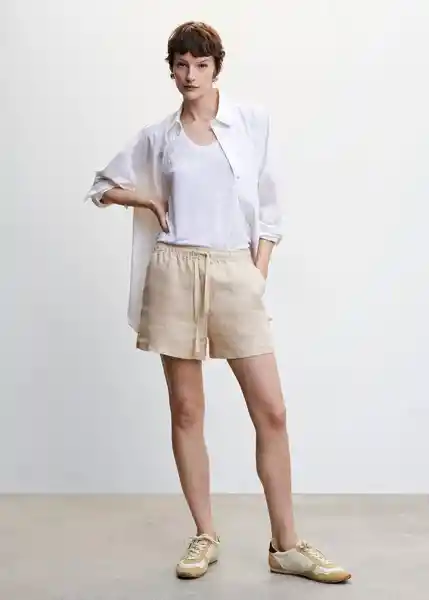 Short Linen Piedra Talla 26 Mujer Mango