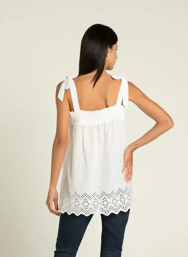 Blusa Manga Sisa Blanco Talla M