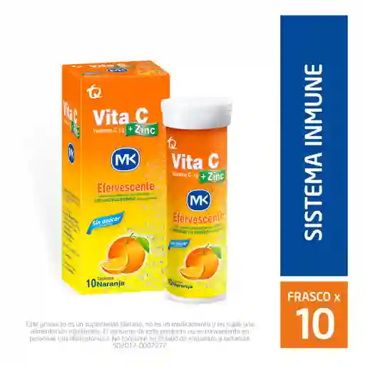 Vita C + Zinc MK Efervescente 1gr. Vitamina C Naranja