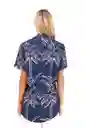 Camisa Wonder Palmeras Azul XS Mercedes Campuzano