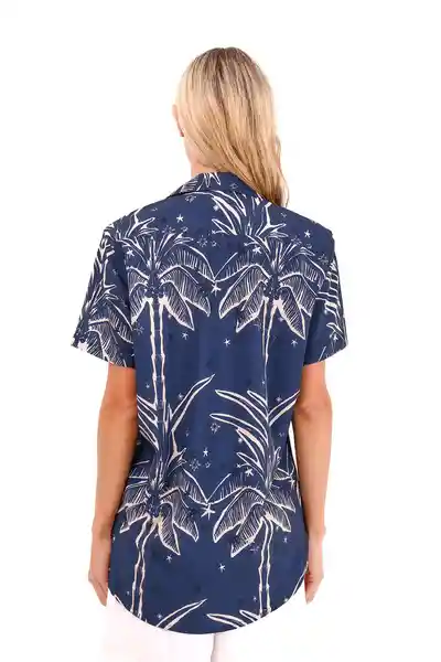 Camisa Wonder Palmeras Azul XS Mercedes Campuzano