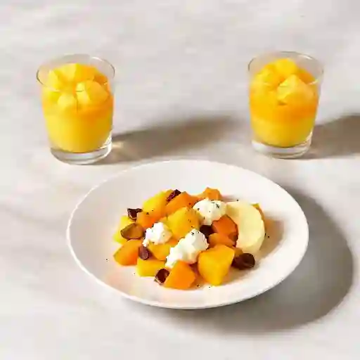 Porciones De Frutas, Queso, Crema, Papaya