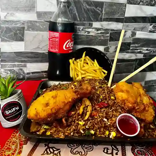 Shifu mediano +2 pollos + papas + 1.5+