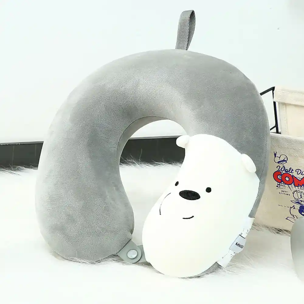 Miniso Almohada De Viaje Con Memoria Panda We Bare Bears, Gris