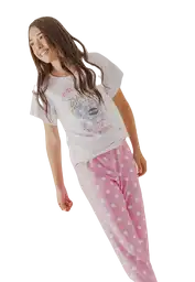 Pijama Camiseta Manga Corta y Pantalón Largo Crudo Talla 12