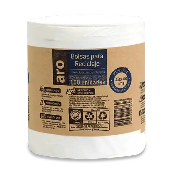 Aro Bolsa de Basura Papelera Blanca 43 x 48 cm