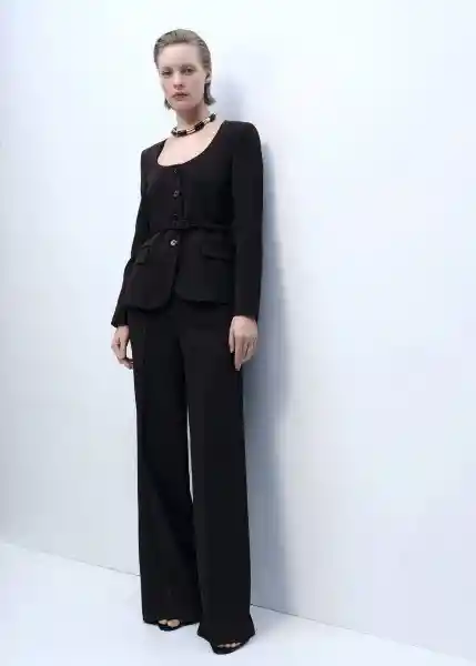 Pantalón Sake Chocolate Talla 38 Mujer Mango