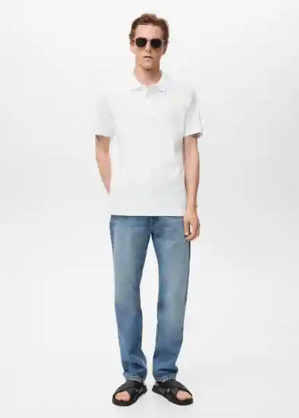 Camiseta Polo Rea Blanco Talla S Hombre Mango