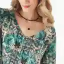 Blusa Cuello V Manga 3/4 Multicolor Talla XS 694667