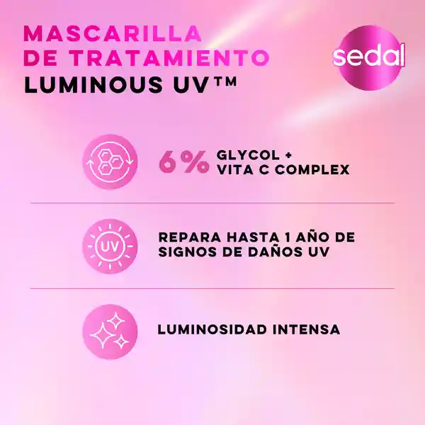Mascarilla Tratamiento Sedal Glycolic 5x Luminoso Por 100h