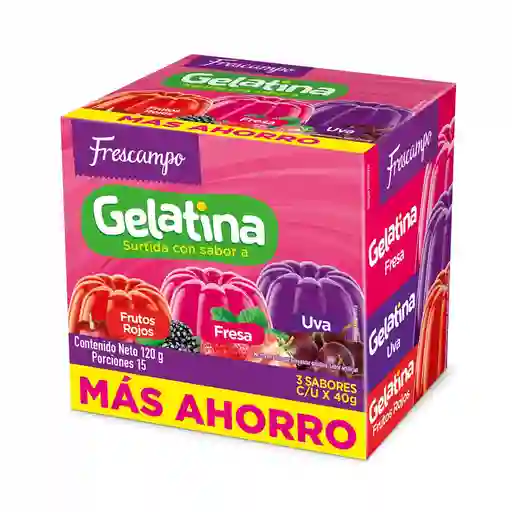 Gelatina Fruto Rojos-Uva-Fresa Frescampo 120 Gr