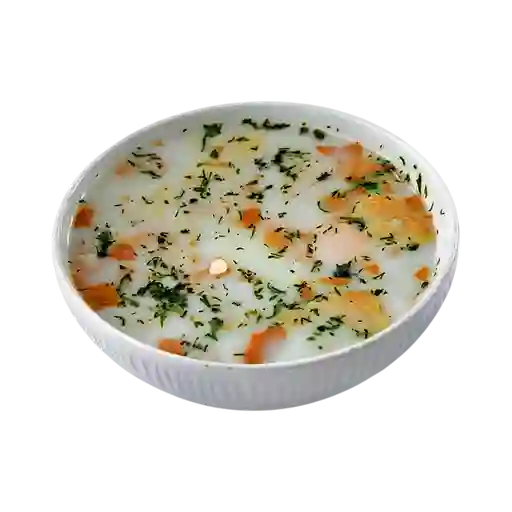 Caldo con Arepa y Huevo