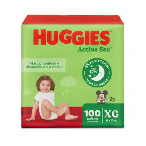 Pañales Huggies Active Sec Etapa 4/XG Más Comodidad 100 Und