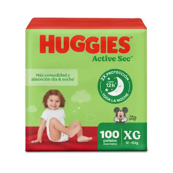 Pañales Huggies Active Sec Etapa 4/XG Más Comodidad 100 Und