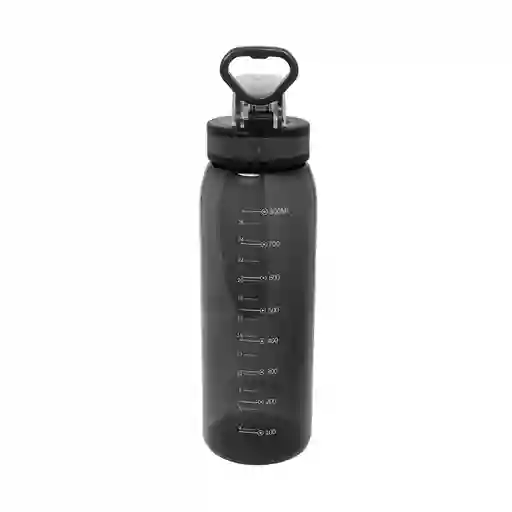 Miniso Botella de Plástico Para Deportes Con Asa Negro 900 mL