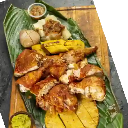 Pollo entero asado al barril