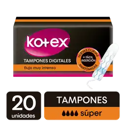 Kotex Tampones Digitales Flujo Súper con Curvas Anatómicas