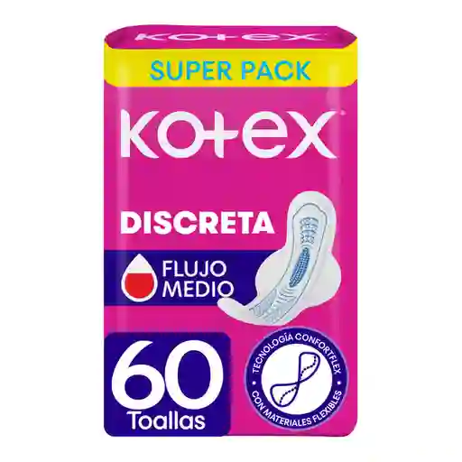 Toallas Higiénicas Femeninas Kotex Discreta 60 Und