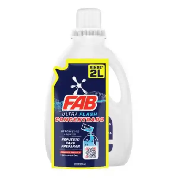 Fab Detergente Líquido Concentrado + Botella de 2 L