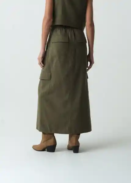 Falda Lili Verde Galeras Ultraoscuro Talla 6 442G380 Naf Naf