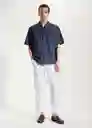 Camisa Luz Navy Talla L Hombre Mango
