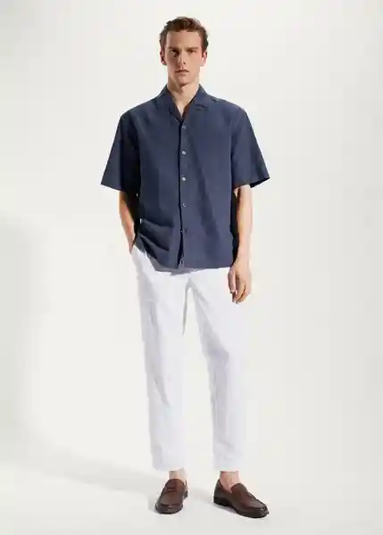 Camisa Luz Navy Talla L Hombre Mango