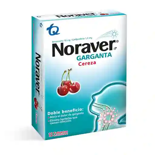 Noraver Pastillas Garganta Cereza x 12 Tabletas