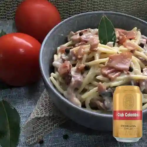 Combo Pasta Carbonara + Club Col. Rubia 330ml