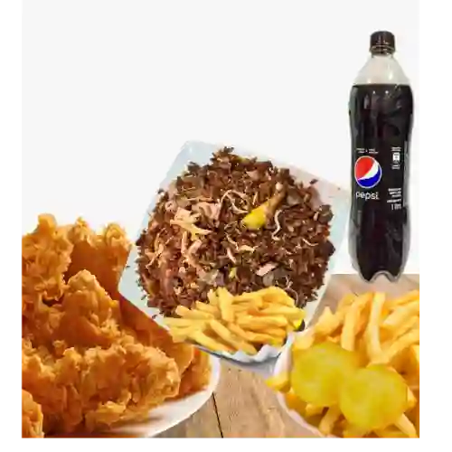 Medio Broaster + Arroz Chino + Francesa + Gaseosa