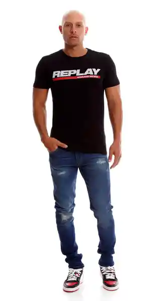 Replay Camiseta Logo Grande Negro Talla S