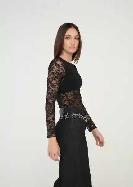 Camiseta Mujer Negro Puro Ultraoscuro Talla S 409g007 Naf Naf