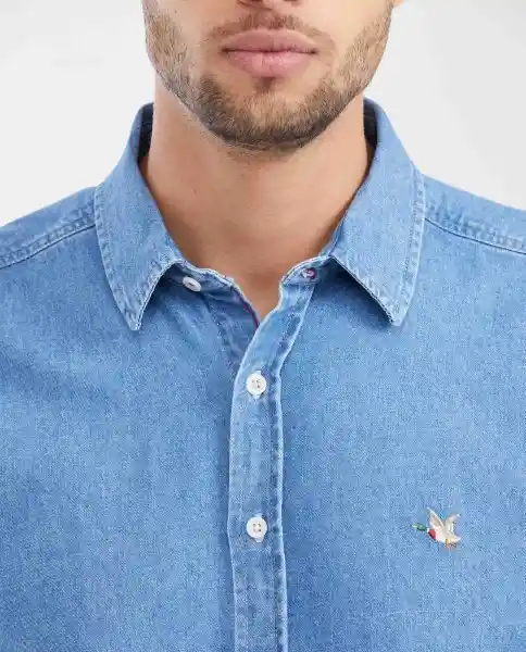 Camisa Denim Corta Azul Lago Primavera Oscuro M Chevignon