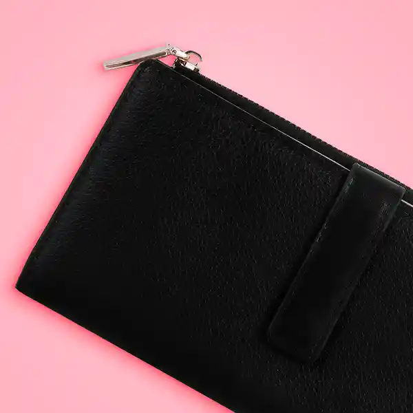 Cartera Para Mujer Larga Diseño Con Cinta Negro Miniso