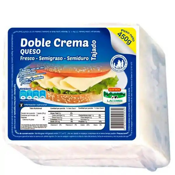 Queso Doble Crema la Combi Tajado