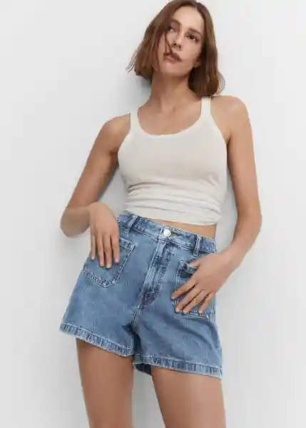 Short Clea Tejano Medio Talla 46 Mujer Mango