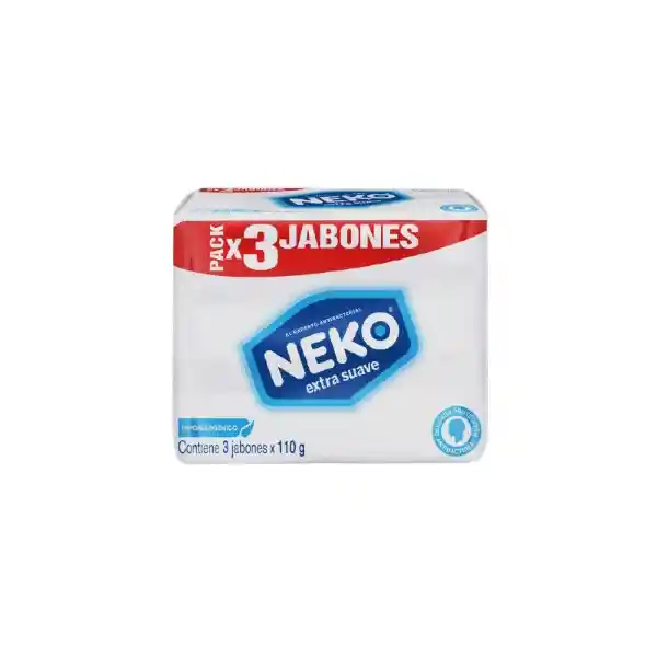 Jabón en barra antibacterial NEKO® EXTRA SUAVE 110g X3