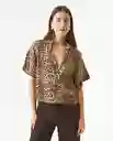 Blusa Animal Print Beige Caqui Medio Talla S Chevignon