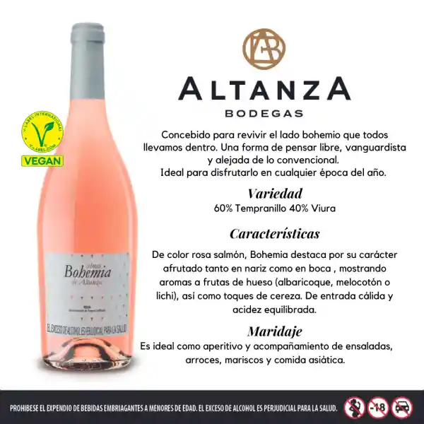 Alma Bohemia de Altanza Vino 60% Tempranillo 40 % Viura