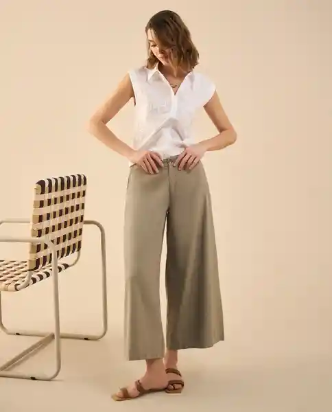 Pantalón Enigma Preteñido Verde Talla 8 432G008 Esprit