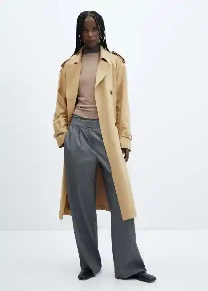 Abrigo Trench Fluid Camel Talla 18 Mujer Mango