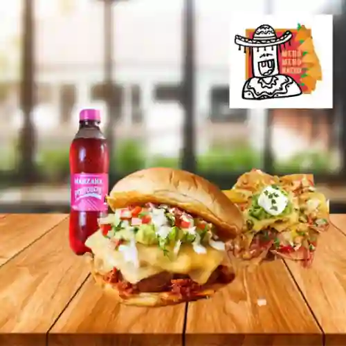 Mexiburger + Mininachos Jamon + Gaseosa