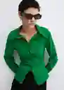 Camisa Frunci Verde Talla S Mujer Mango