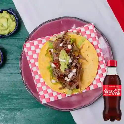 Tacos con carne +cocacola 250 ml
