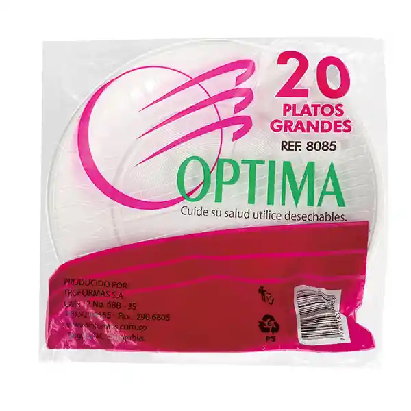 Optima Plato Desechable Grande X 20 Und