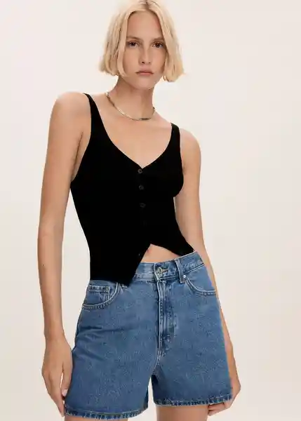 Short Zoe Tejano Medio Talla 40 Mujer Mango