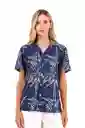 Camisa Wonder Palmeras Azul XS Mercedes Campuzano