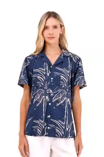 Camisa Wonder Palmeras Azul XS Mercedes Campuzano
