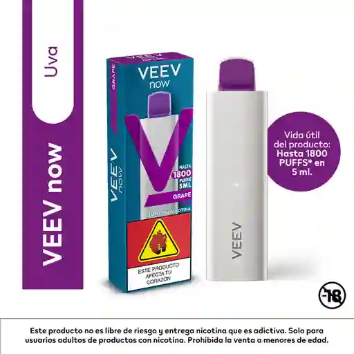 VEEV now Uva  vape de 5ml con 1800 puffs* y 3.5% de nicotina+